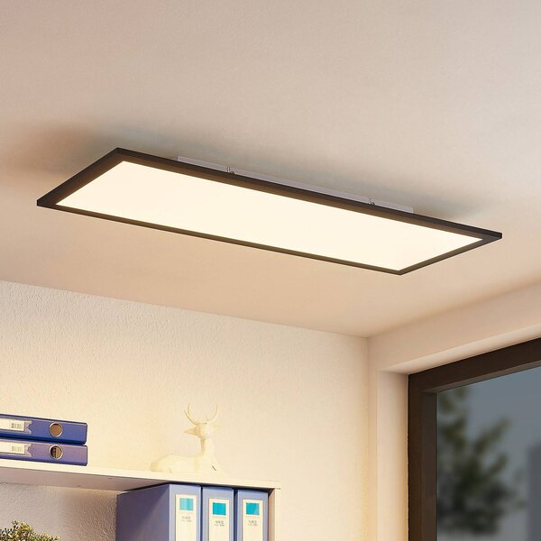 Panel LED Nelios Lindby, czarny, kuchnia, aluminium, nowoczesny