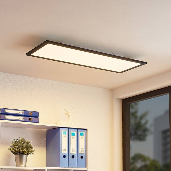 Panel LED Nelios Lindby, czarny, kuchnia, aluminium, nowoczesny