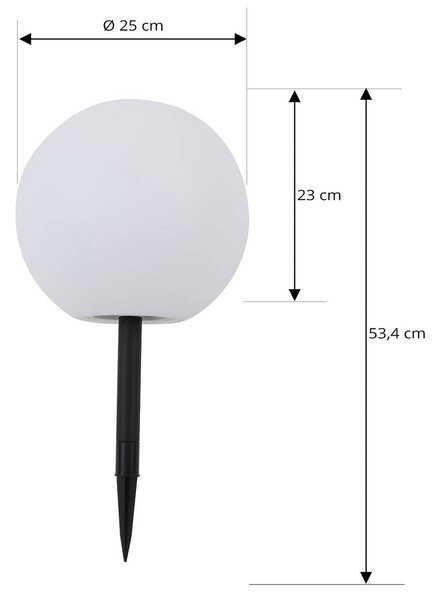 Lampa solarna LED Lago, Ø 25 cm, kula ziemska, szpikulec, biały Lago Lindby, biały / opal, tworzywo sztuczne, nowoczesny