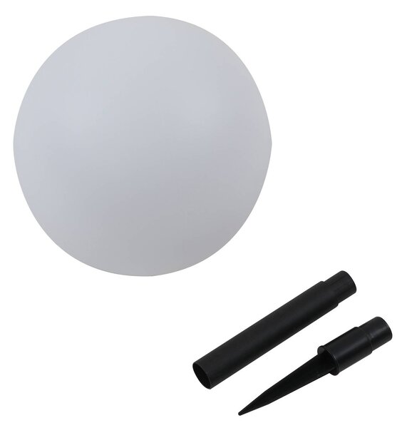 Lampa solarna LED Lago, Ø 25 cm, kula ziemska, szpikulec, biały Lago Lindby, biały / opal, tworzywo sztuczne, nowoczesny