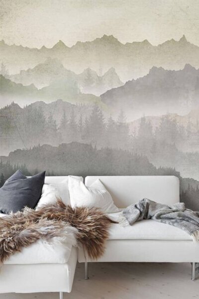Fototapeta Ptaki przelatujące nad pasmem górskim, Fototapety Natura, Popularne Fototapety, u09274 - Tapeko.pl