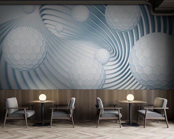 Fototapeta Białe kulki w spirali, Fototapety 3d, Popularne Fototapety, u15529 - Tapeko.pl
