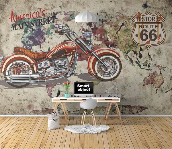 Fototapeta Motocykl na mapie, Popularne Fototapety, Popularne Fototapety, u16173 - Tapeko.pl