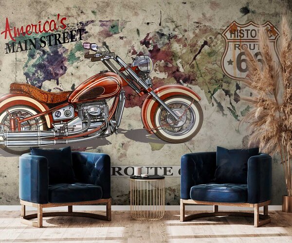 Fototapeta Motocykl na mapie, Popularne Fototapety, Popularne Fototapety, u16173 - Tapeko.pl