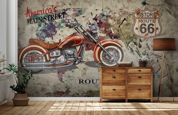 Fototapeta Motocykl na mapie, Popularne Fototapety, Popularne Fototapety, u16173 - Tapeko.pl