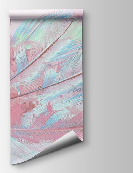 Fototapeta Różowy flaming z białymi i niebieskimi piórami, Fototapety Flamingi, Popularne Fototapety, u16902 - Tapeko.pl