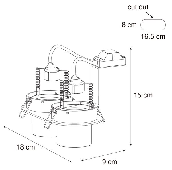 Okrągły podtynkowy reflektor GU10 50 mm 2-punktowy - Installa