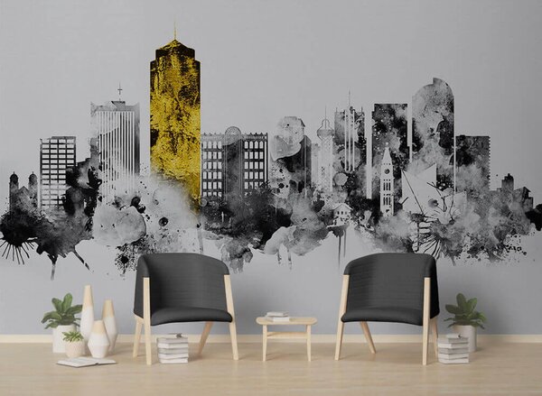 Fototapeta Czarno-biały pejzaż miejski, Fototapety Architektura, Popularne Fototapety, u24896 - Tapeko.pl
