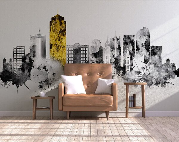 Fototapeta Czarno-biały pejzaż miejski, Fototapety Architektura, Popularne Fototapety, u24896 - Tapeko.pl