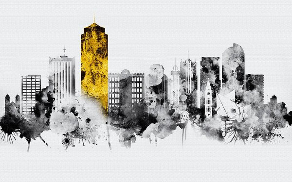 Fototapeta Czarno-biały pejzaż miejski, Fototapety Architektura, Popularne Fototapety, u24896 - Tapeko.pl