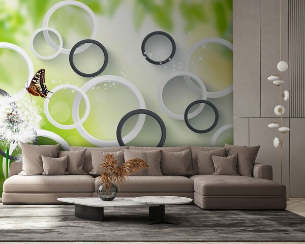 Fototapeta Motyl na kwiecie mniszka lekarskiego, Fototapety Natura, Popularne Fototapety, u42442 - Tapeko.pl