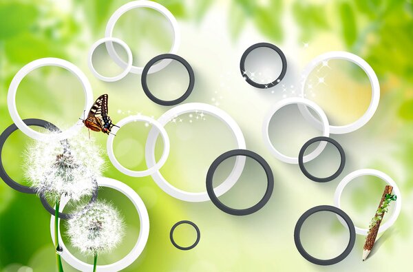 Fototapeta Motyl na kwiecie mniszka lekarskiego, Fototapety Natura, Popularne Fototapety, u42442 - Tapeko.pl