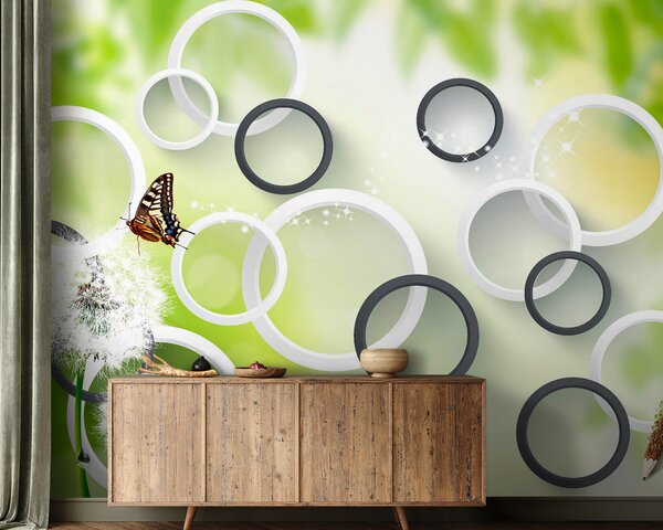 Fototapeta Motyl na kwiecie mniszka lekarskiego, Fototapety Natura, Popularne Fototapety, u42442 - Tapeko.pl
