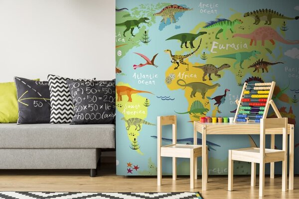 Fototapeta Mapa dinozaurów z białym tekstem, Fototapety Dinozaury, Popularne Fototapety, u50382 - Tapeko.pl