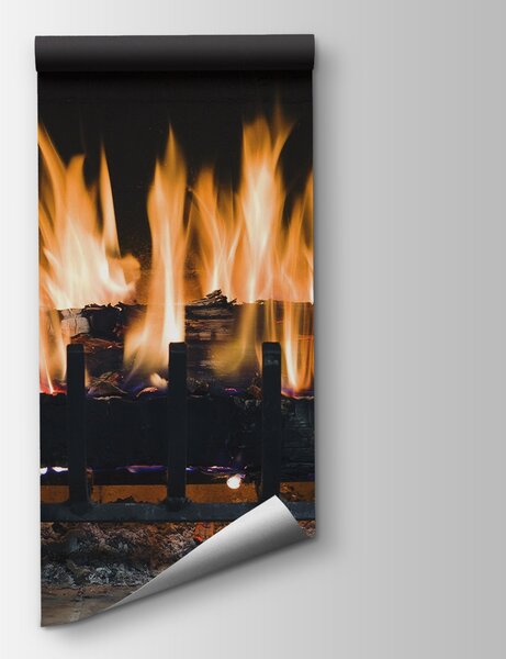 Fototapeta Ogień w kominku, Fototapety Kamienie, Popularne Fototapety, u56584 - Tapeko.pl