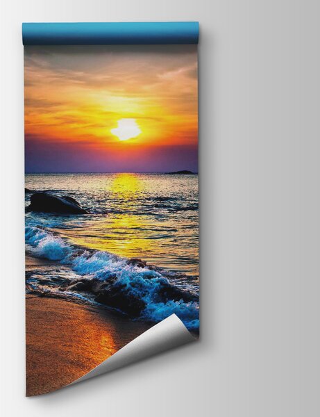 Fototapeta Zachód słońca nad plażą, Fototapety Morze i Plaża, Popularne Fototapety, u57778 - Tapeko.pl