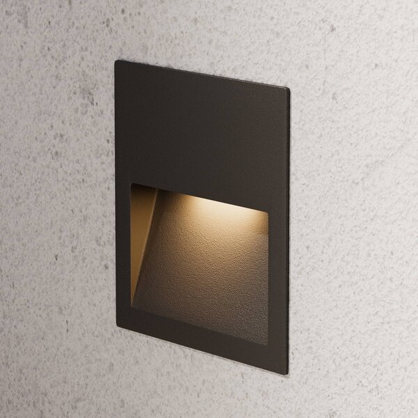 Oprawa wpuszczana ścienna LED Lucande Loya, 11,5x11,5 cm, szara, IP54 Loya, czarny, aluminium, nowoczesny