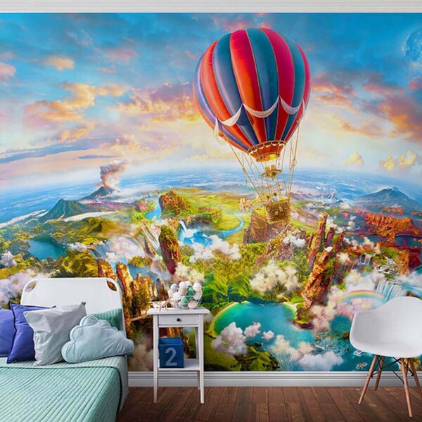 Fototapeta Balon na ogrzane powietrze nad krajobrazem, Fototapety Balony, Popularne Fototapety, u62124 - Tapeko.pl