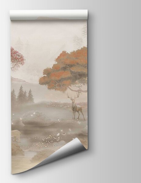 Fototapeta Obraz lasu z drzewami i górami, Fototapety Natura, Popularne Fototapety, u62117 - Tapeko.pl