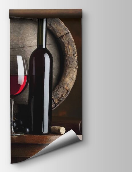 Fototapeta Butelka wina i kieliszek na stole, Fototapety Potrawy i Napoje, Popularne Fototapety, u65206 - Tapeko.pl