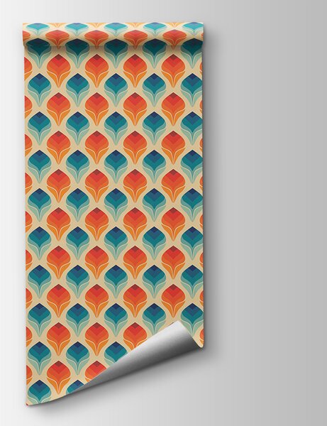 Fototapeta Wzór pomarańczowych i niebieskich liści, Fototapety Geometryczne, Popularne Fototapety, u71428 - Tapeko.pl