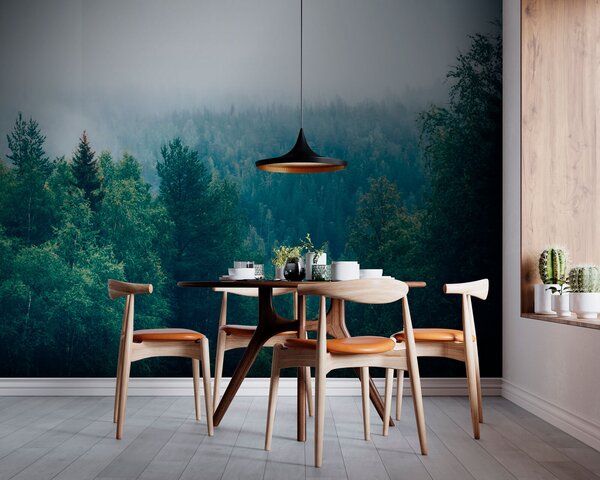 Fototapeta Las drzew z mgłą, Fototapety Natura, Popularne Fototapety, u74236 - Tapeko.pl
