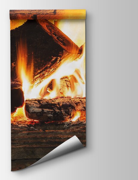 Fototapeta Ogień w kominku, Fototapety Kamienie, Popularne Fototapety, u83691 - Tapeko.pl