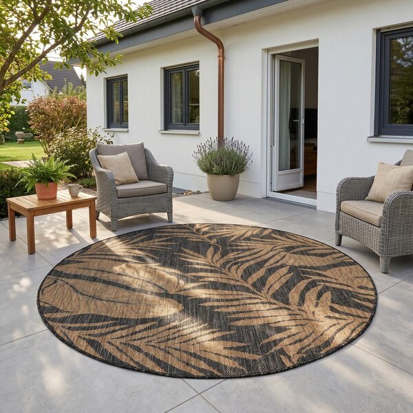 Czarny/brązowy okrągły dywan odpowiedni na zewnątrz ø 160 cm Mira 1451 – Ayyildiz Carpets