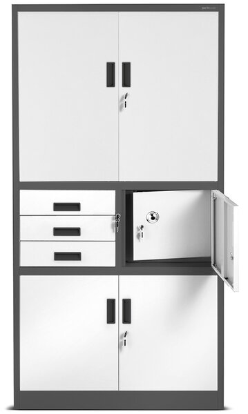Biurowa szafa na akta z sejfem Filip II 90x40x185 cm antracyt/biały