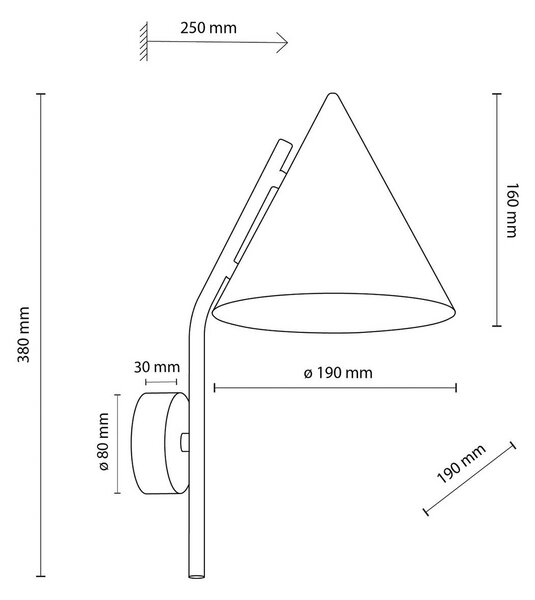 Kinkiet Cono TK Lighting, możliwość ściemniania, czarny, salon / jadalnia, metal, nowoczesny