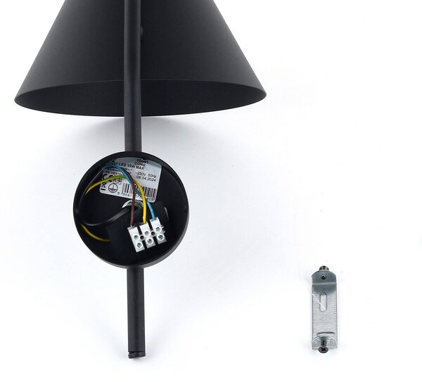 Kinkiet Cono TK Lighting, możliwość ściemniania, czarny, salon / jadalnia, metal, nowoczesny