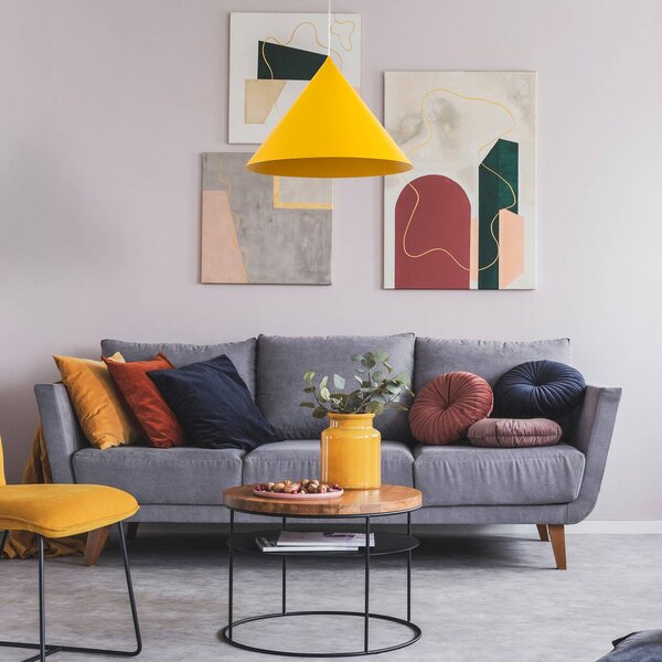 Żyrandol Cono, 1-punktowa, Ø 50 cm, żółta, E27 Cono TK Lighting, możliwość ściemniania, żółty / pomarańczowy, salon / jadalnia, metal, nowoczesny