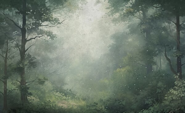 Fototapeta Mglisty las z drzewami i roślinami, Fototapety Natura, Popularne Fototapety, w08861v1 - Tapeko.pl