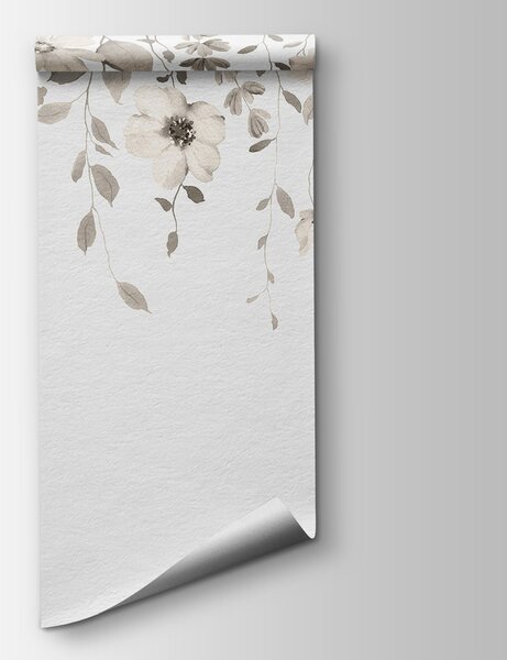 Fototapeta Delikatny botaniczny wzór na białym tle, Fototapety Kwiaty, Popularne Fototapety, w03315v1 - Tapeko.pl