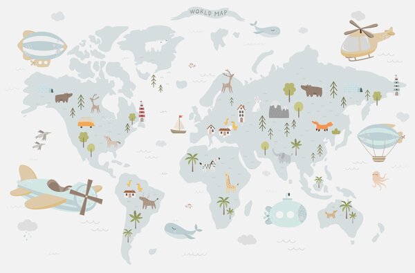Fototapeta Mapa świata, Fototapety z mapami świata, Popularne Fototapety, w03392 - Tapeko.pl