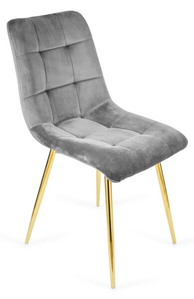 Wygodne krzesło tapicerowane BEN ciemnoszary / złota noga