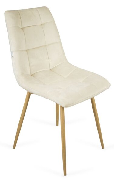 Wygodne krzesło tapicerowane Ben - beżowy / noga dąb