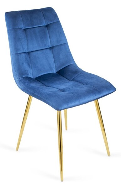 Klasyczne krzesło tapicerowane BEN granatowy / złota noga