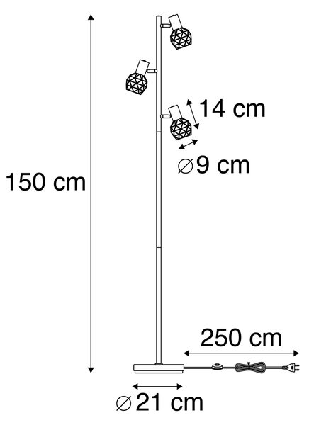Inteligentna lampa podłogowa czarna regulowana, w tym 3 WiFi P45 - Mesh