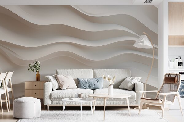Fototapety białe i szare fale 3D, Fototapety Art Deco, w08939 : Uwalls.pl