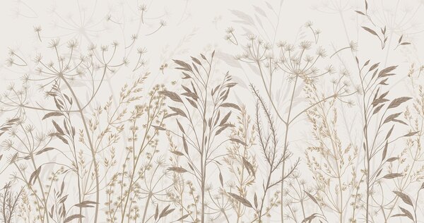 Fototapeta Delikatne botaniczne wzory w neutralnych odcieniach, Fototapety Natura, Popularne Fototapety, w03541v2 - Tapeko.pl