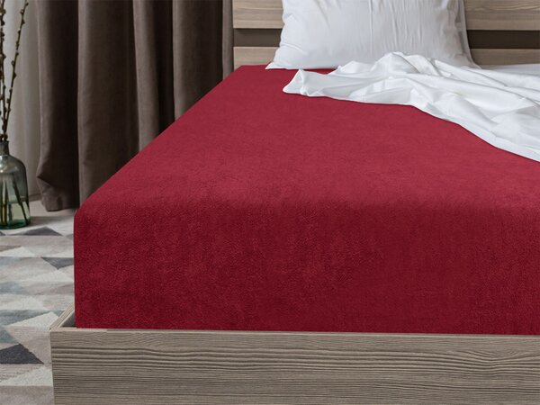 Prześcieradło frotte EXCLUSIVE bordowe 90 x 200 cm