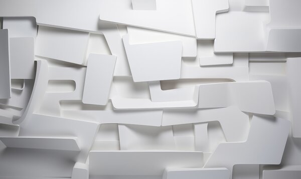 Fototapeta Biała ściana z wieloma prostokątami, Fototapety 3d, Popularne Fototapety, w03559 - Tapeko.pl
