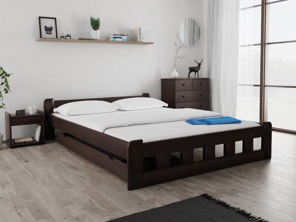 Łóżko Naomi podwyższone 140 x 200 cm, orzech Stelaż: Ze stelażem listwowym elastycznym, Materac: Bez materaca
