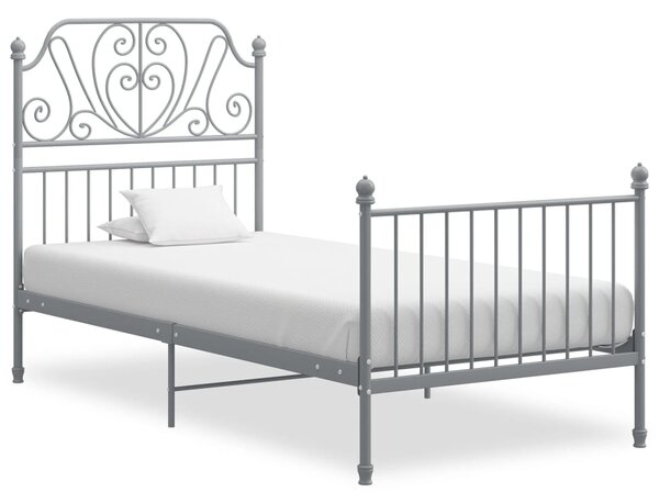 Rama łóżka, szara, metalowa, 90x200 cm