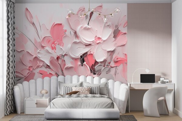 Fototapety Abstrakcyjne kwiaty wolumetryczne w stylu malarstwa olejnego, Fototapety 3D, Fototapety 3d Kwiaty, w03582v3 : Uwalls.pl