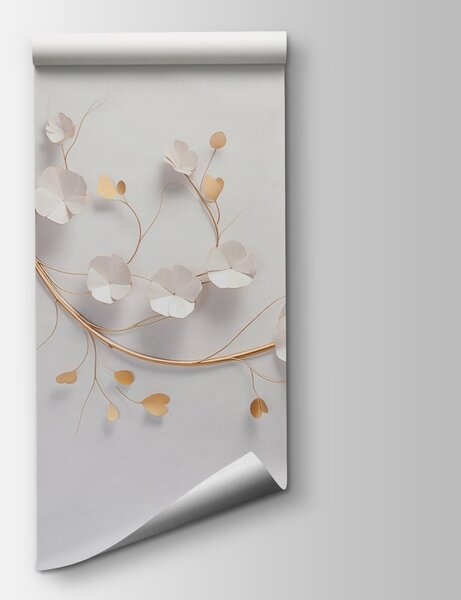 Fototapeta Elegancki kwiatowy wystrój na ścianie, Fototapety 3d z kwiatami, Popularne Fototapety, w03653 - Tapeko.pl