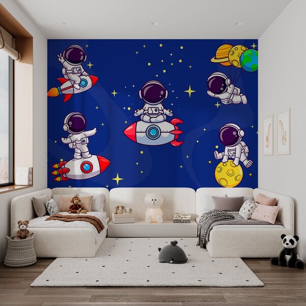 Fototapeta Kreskówkowy astronauta w kosmosie, Fototapety Kosmos, Popularne Fototapety, w03682 - Tapeko.pl