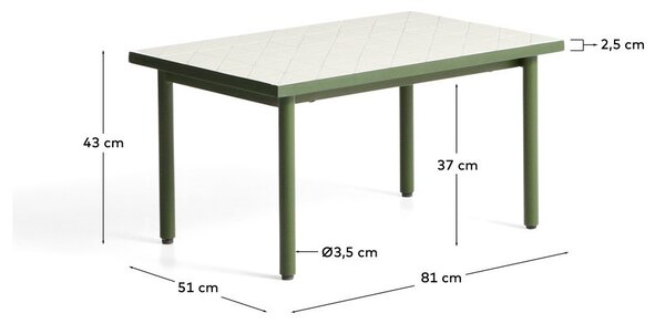 Stolik ogrodowy z ceramicznym blatem 51x81 cm Maurina – Kave Home