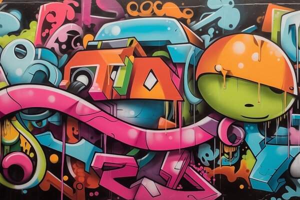 Fototapeta Graffiti na ścianie, Fototapety Młodzieżowe, Popularne Fototapety, w03688 - Tapeko.pl